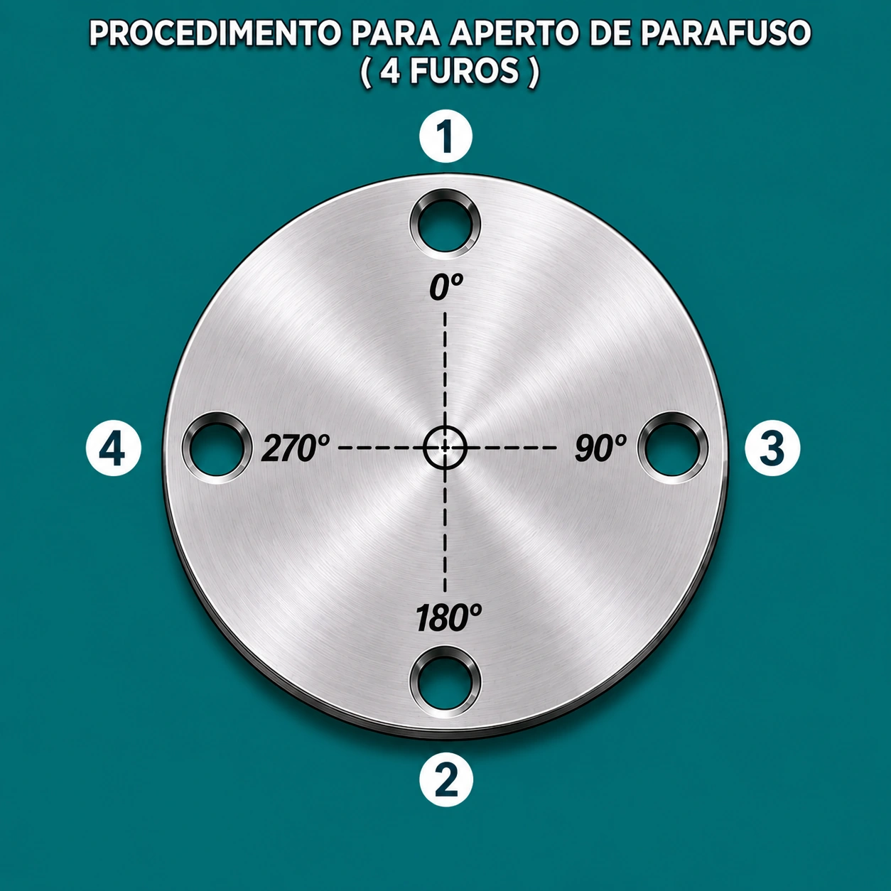 Procedimento para aperto de parafuso em flange de 4 furos
